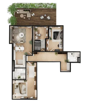 Grundriss Apartment 1